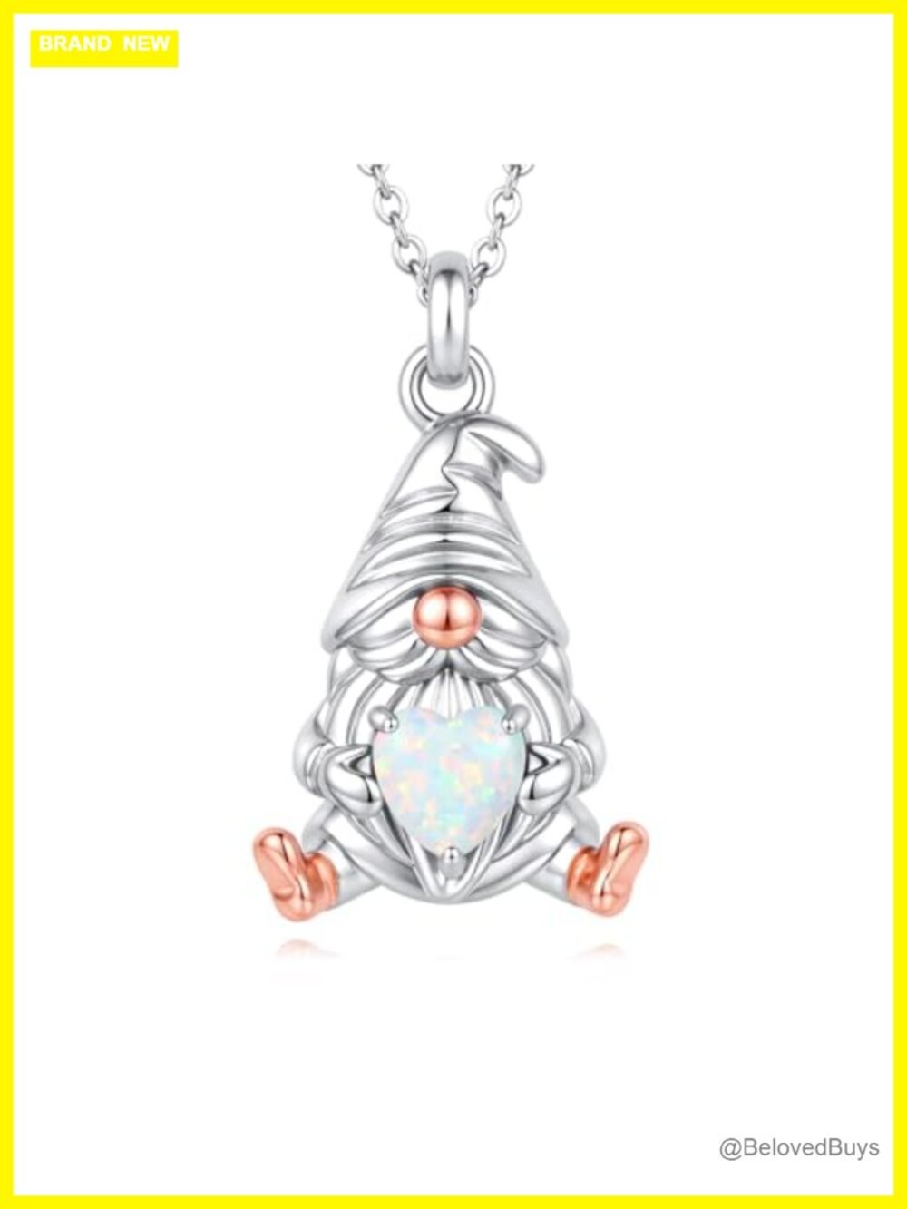 925 Sterling Silver Gnome Necklace 18k White Gold Rose Gold Plated Pendant